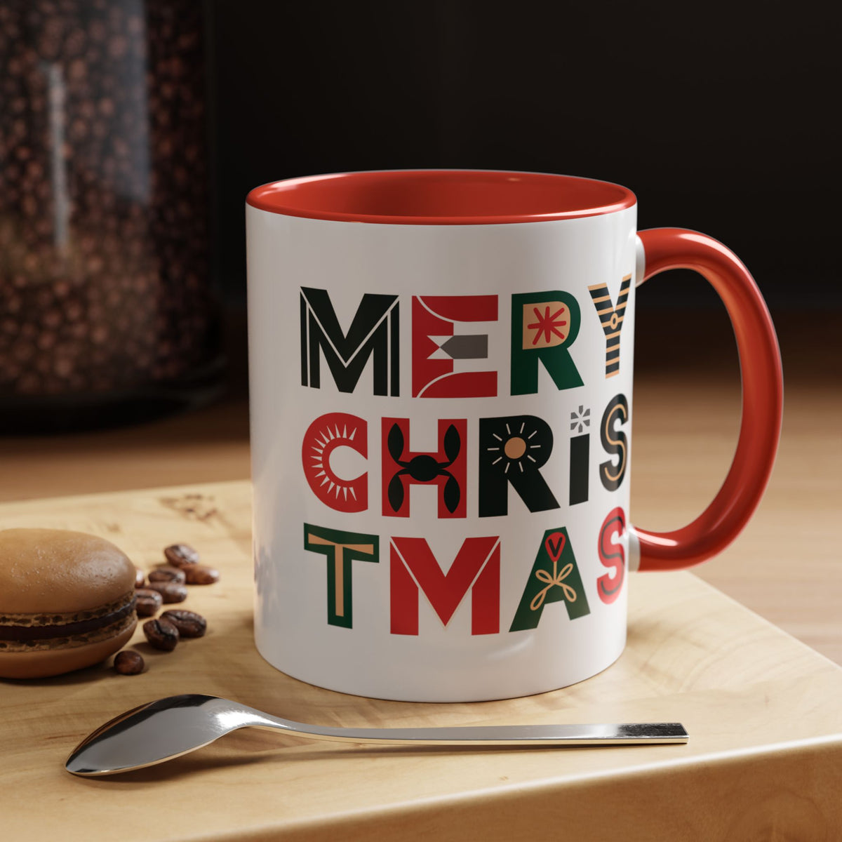 Christmas - Merry Christmas Black Red Green Patterned Text