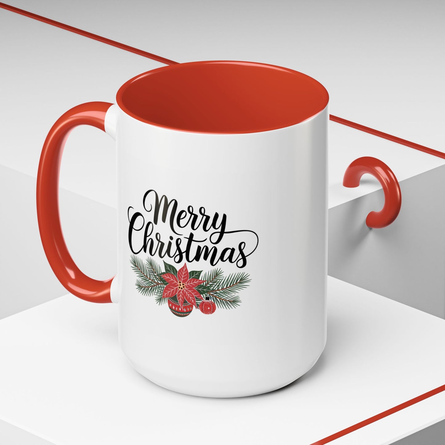 Christmas Mug - Merry Christmas Black Text Mistletoe