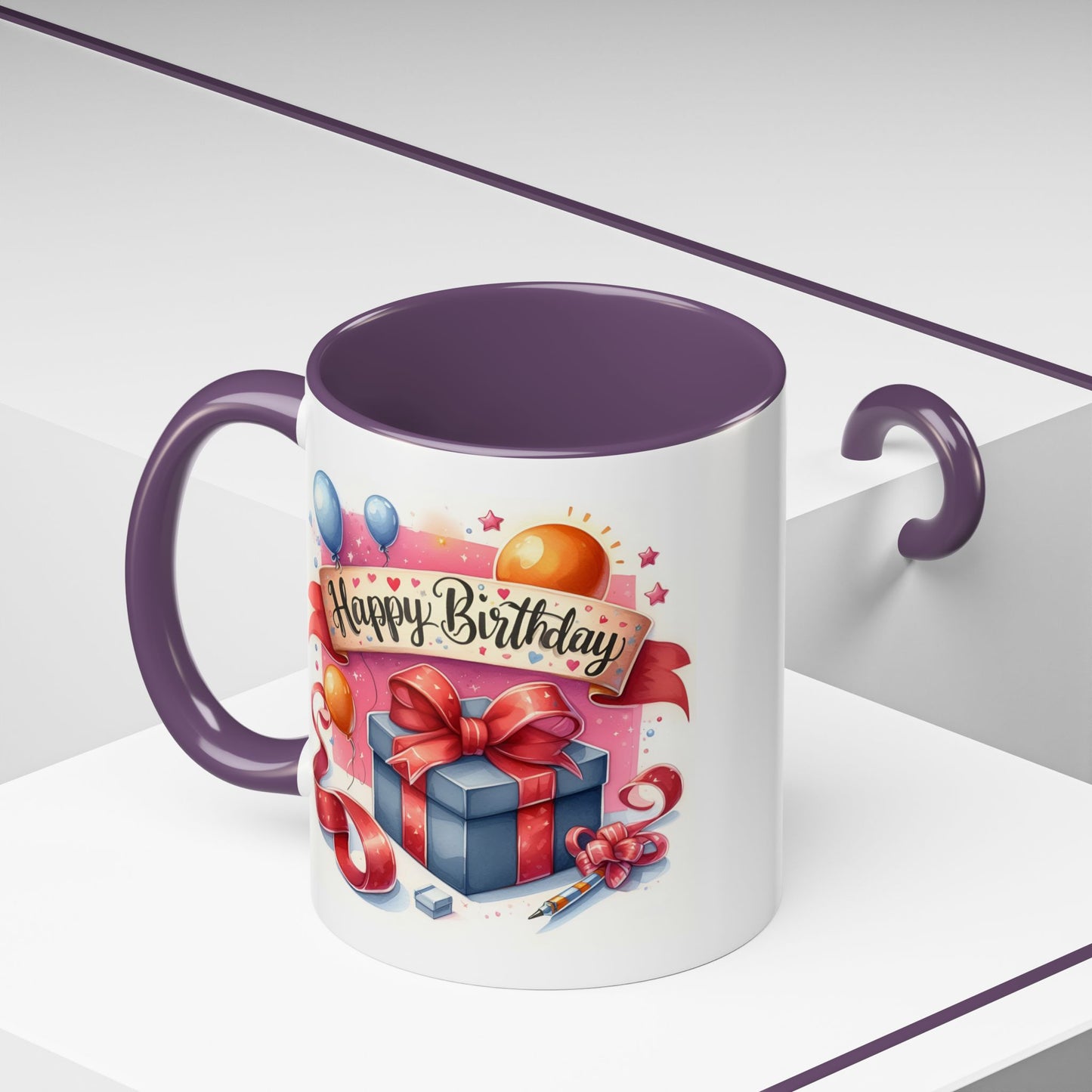 Birthday Mug - Present Pen Balloons