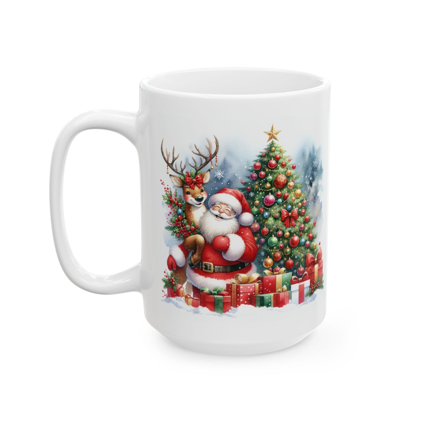 Christmas Mug - Santa Reindeer Tree Presents