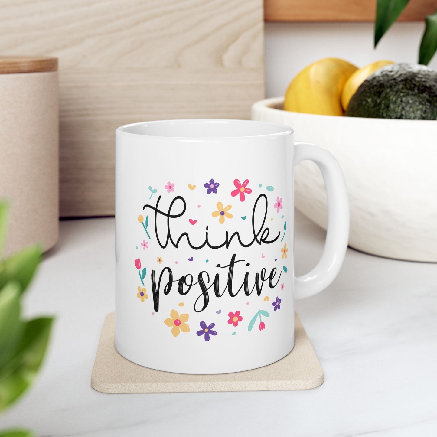 Wellness Mug - Think Positive Flowers