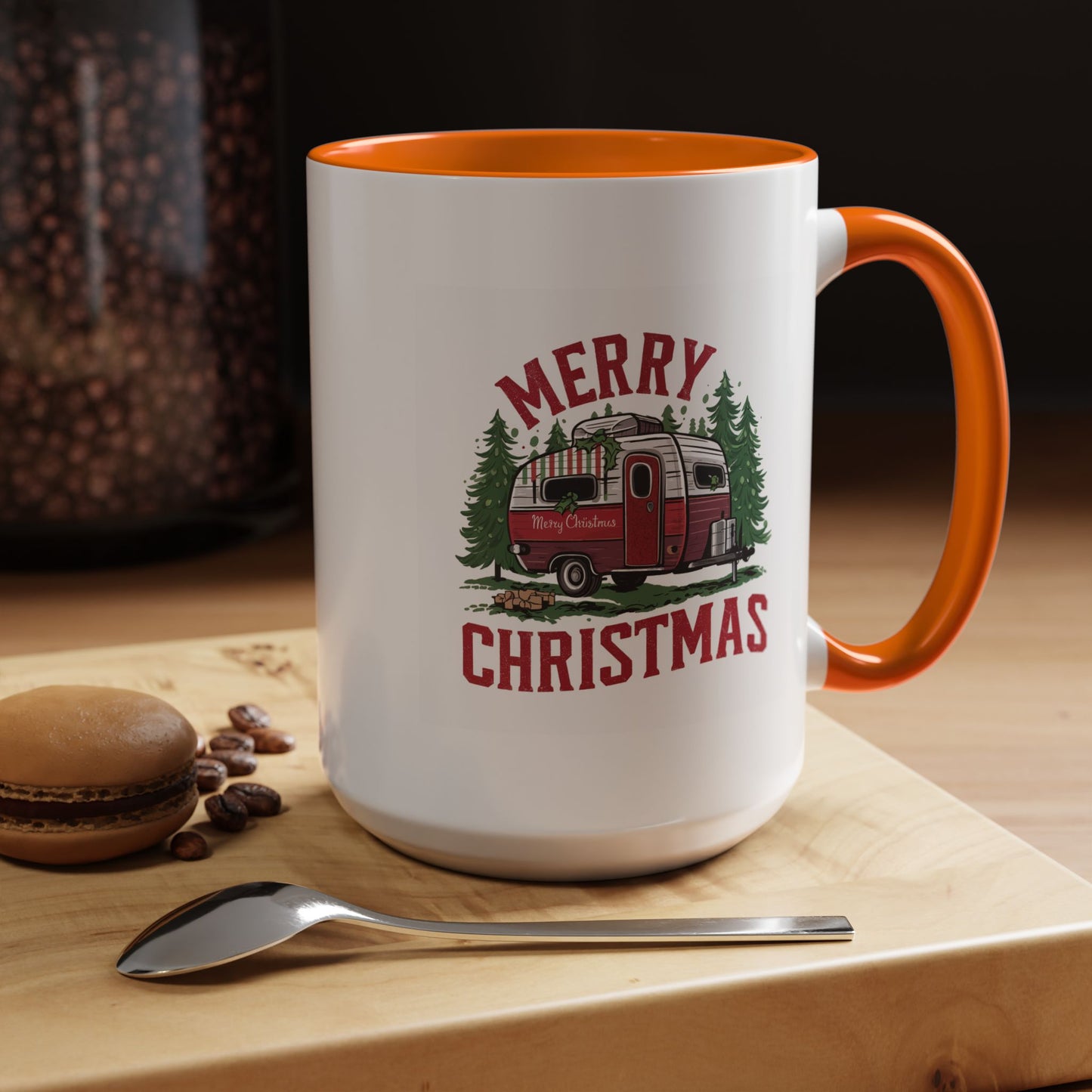 Christmas Mug - Merry Christmas Red & White Camper