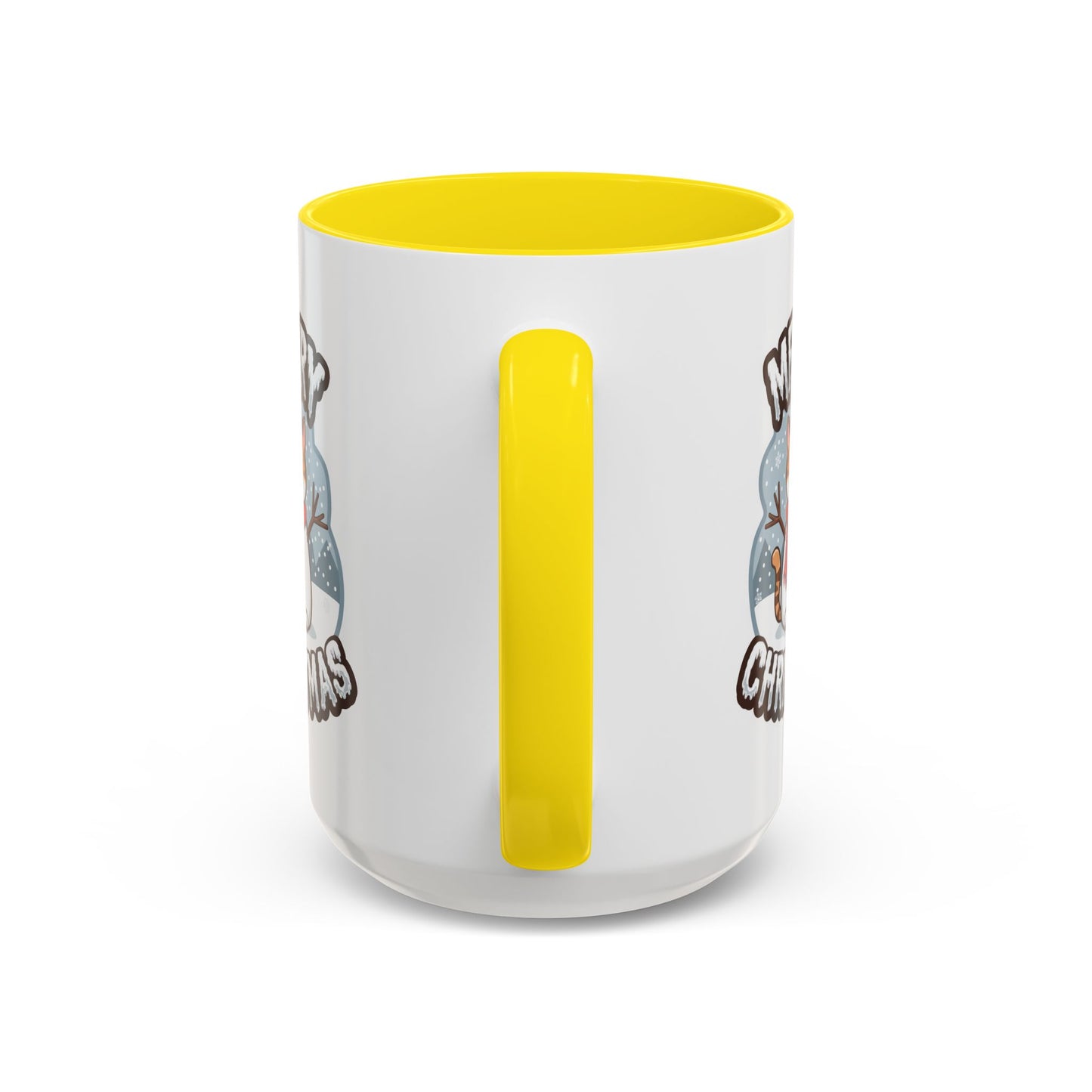 Christmas Mug - Merry Christmas Black & White Text Snowman Cat