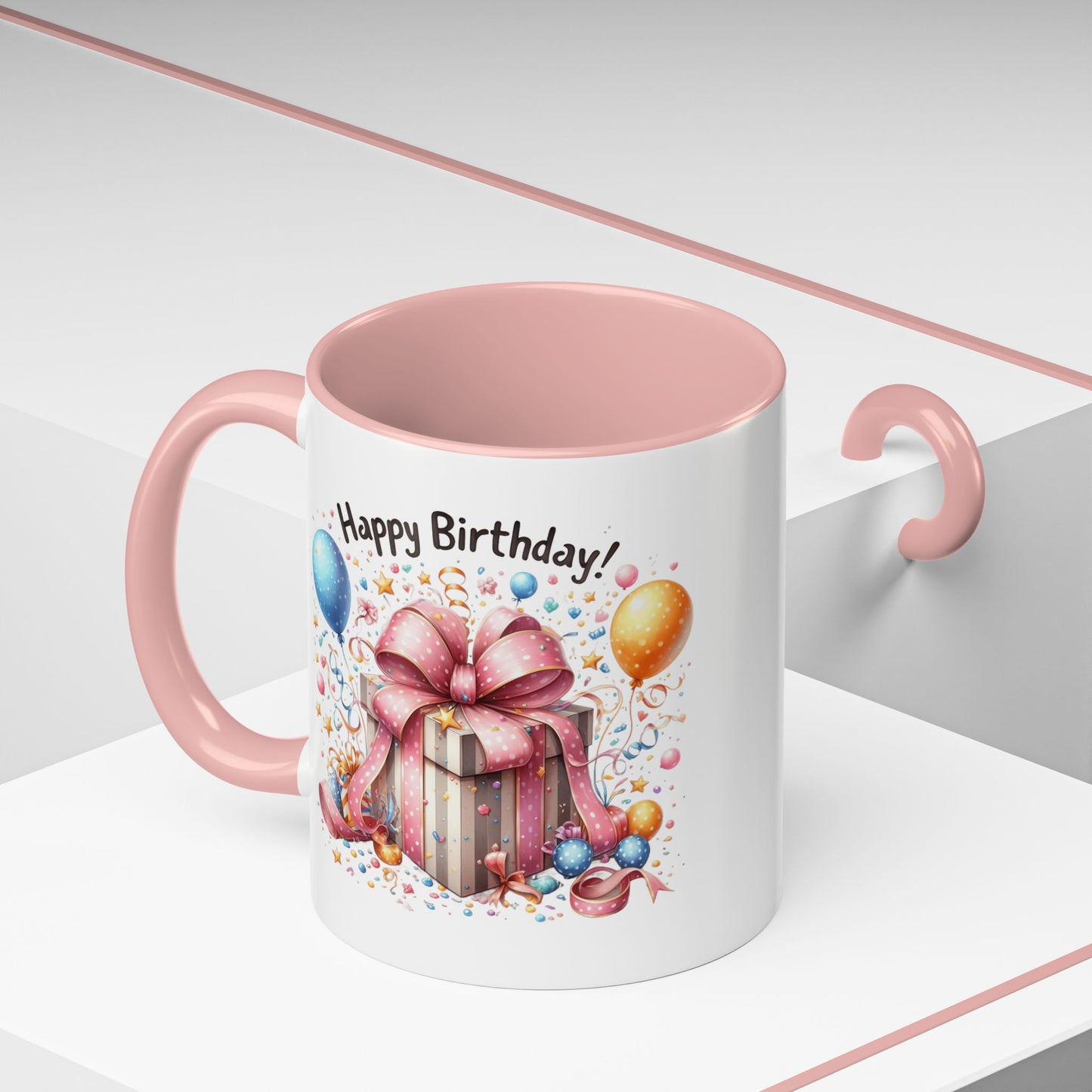 Birthday Mug - Happy Birthday Pink Ribbon Present