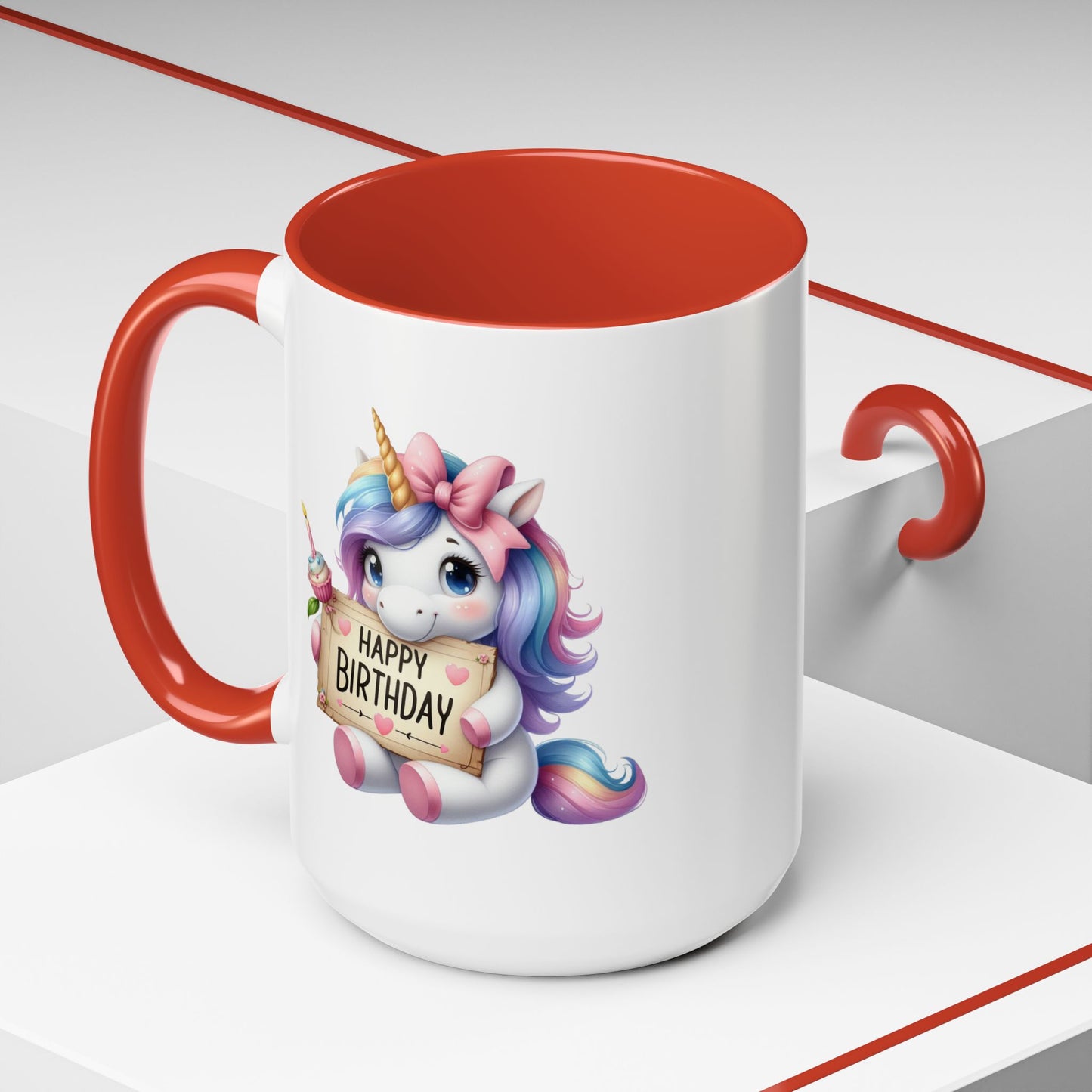 Birthday Mug - Girl Unicorn Happy Birthday Sign