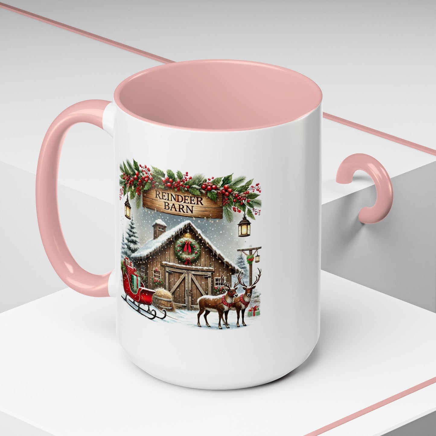 Christmas Mug - Reindeer Barn Sleigh Reindeer