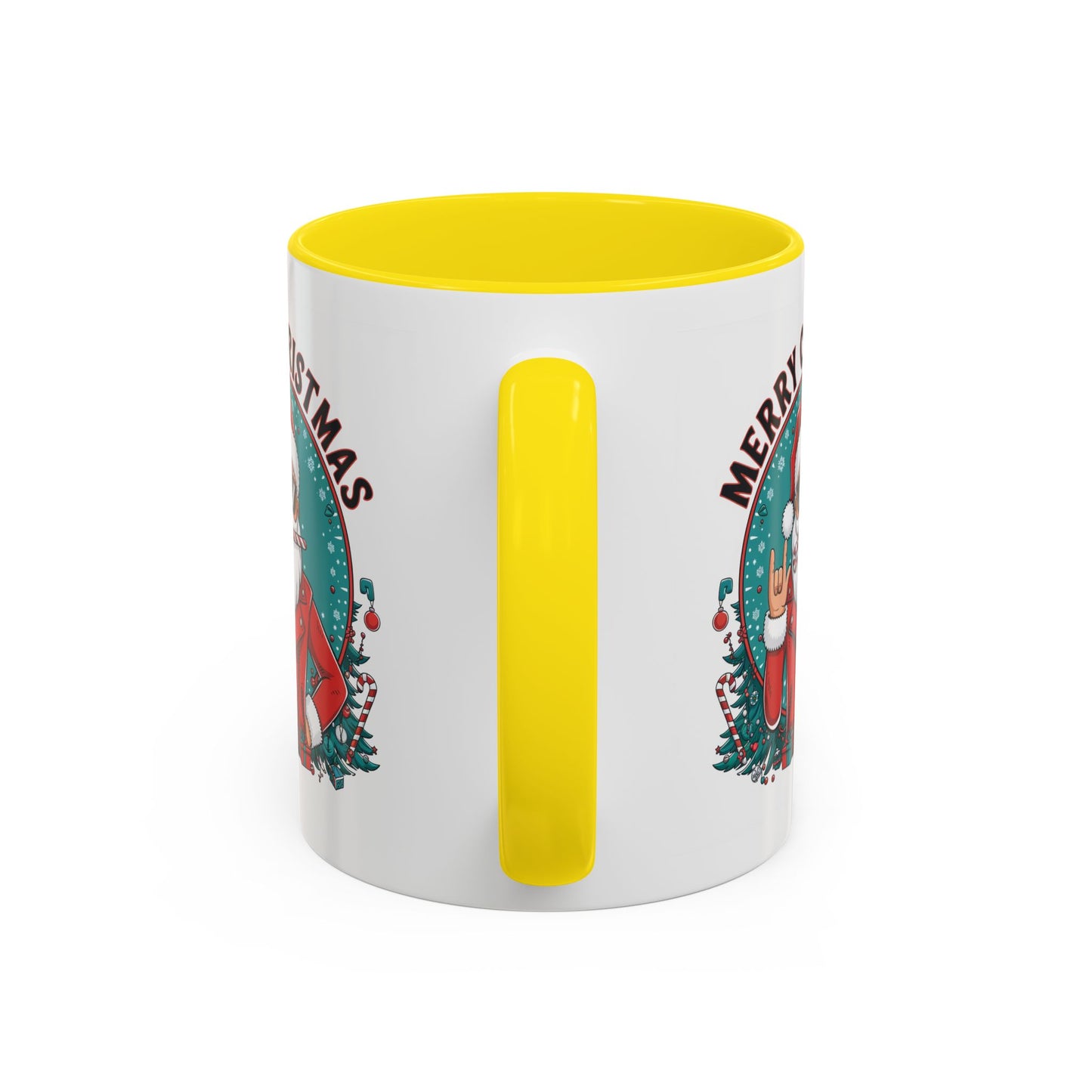 Christmas Mug - Merry Christmas Black & Red Text Cool Santa