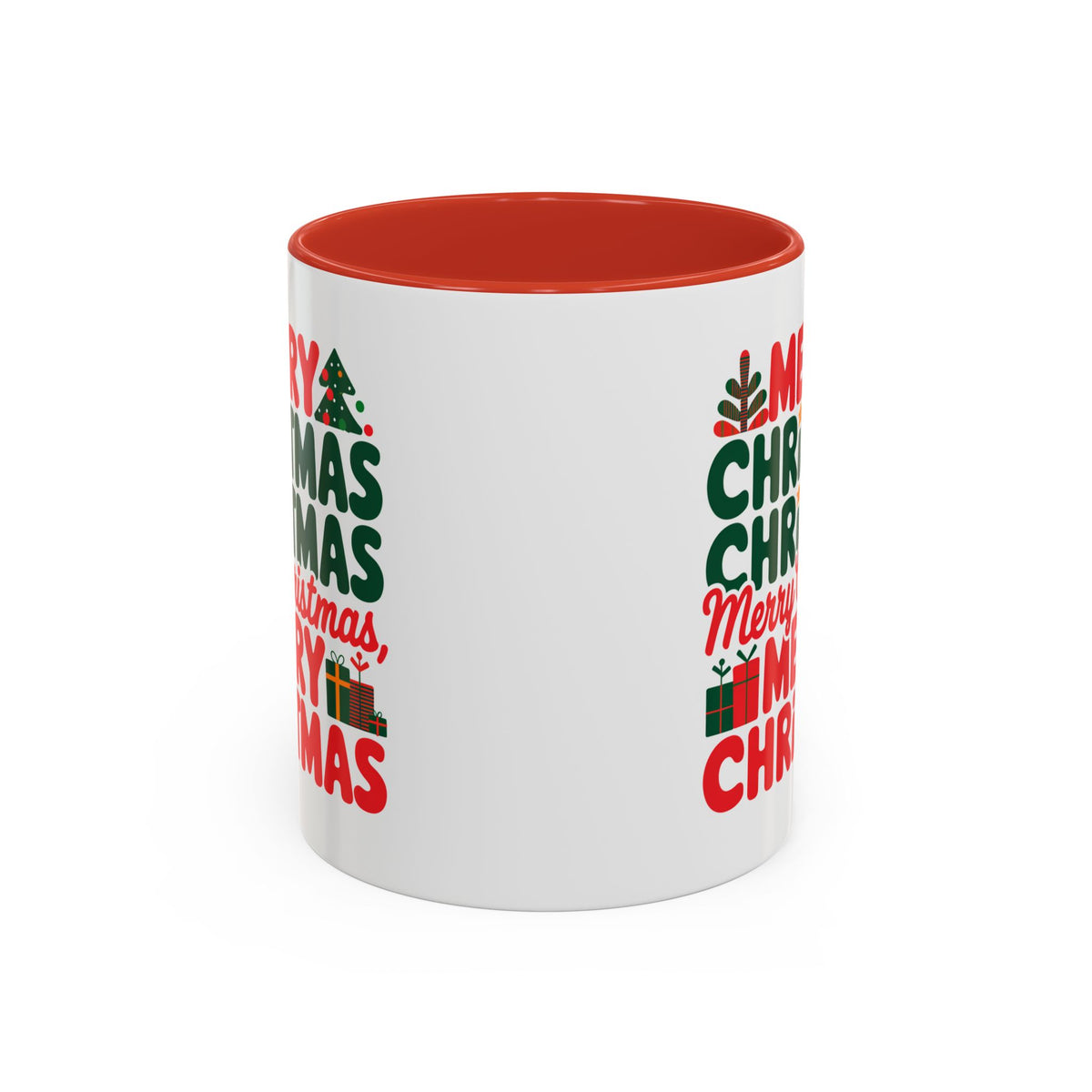 Christmas - Merry Christmas Red & Green Text Trees Presents Candles