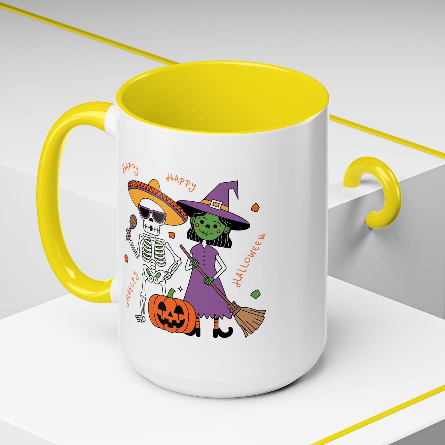 Halloween Mug - Skeleton & Witch