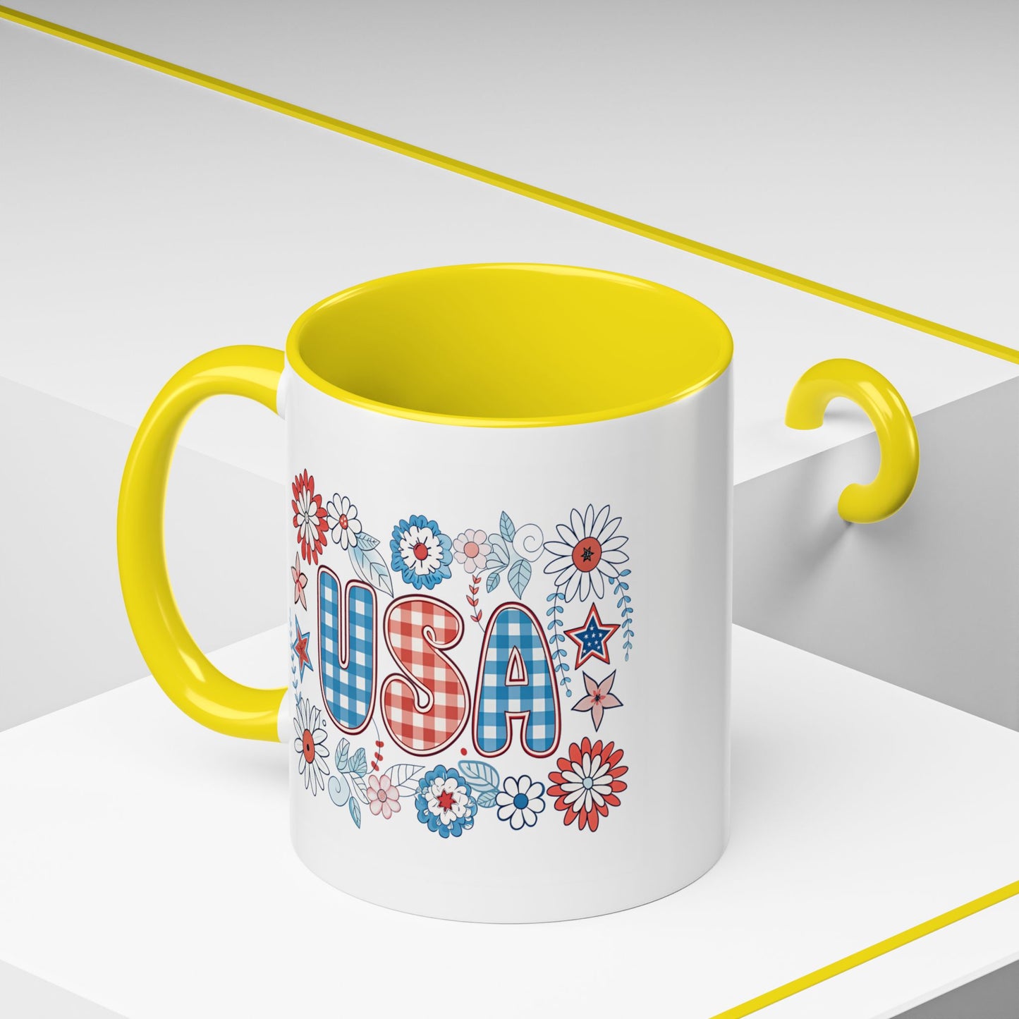 4th of July Mug - USA Preppy Floral