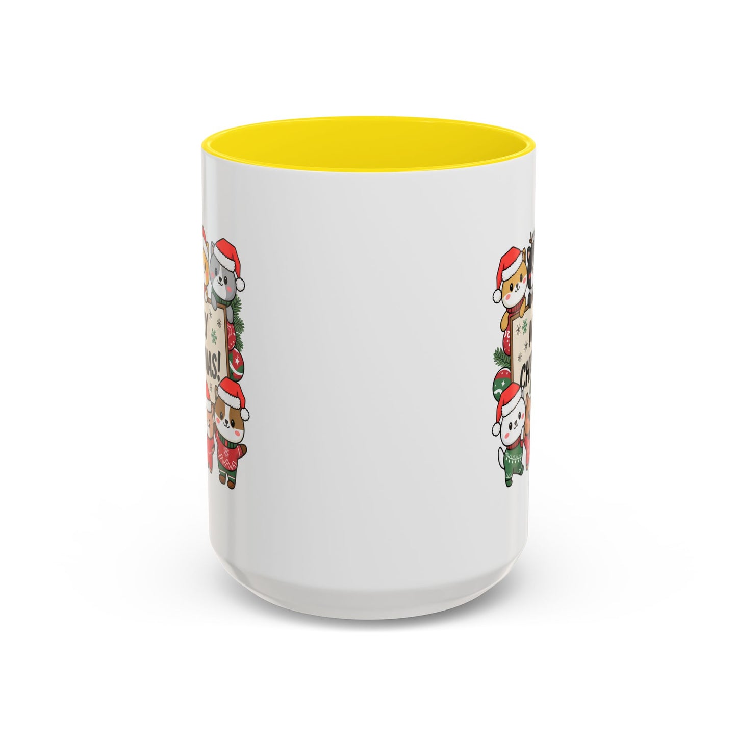 Christmas Mug - Merry Christmas Black Text Cute Animals