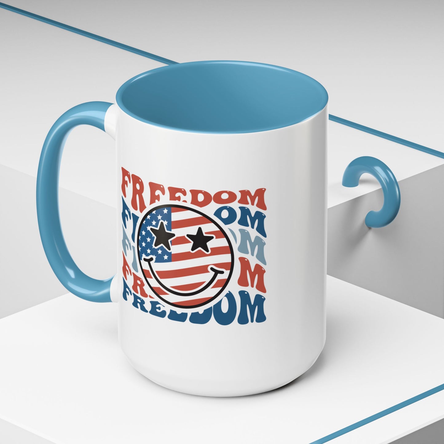 4th of July Mug - Freedom Smiley Face