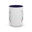 Christmas Mug - Merry Christmas Maroon & Blue Text Tree Hearts Stars
