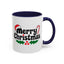 Christmas Mug - Merry Christmas Black Text Hat Candy Cane Mistletoe