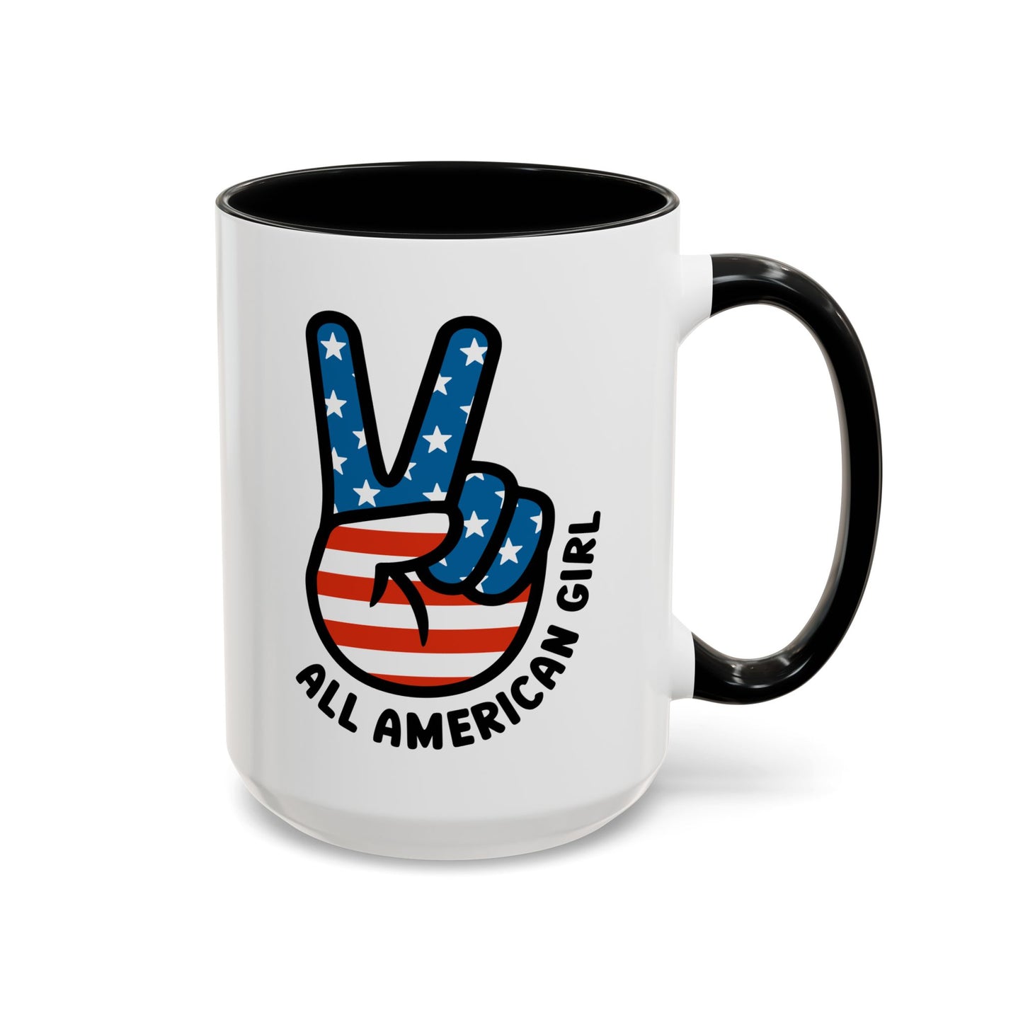 4th of July Mug - All American Girl Peace Sign