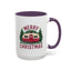 Christmas Mug - Merry Christmas Maroon Text Camper Trees
