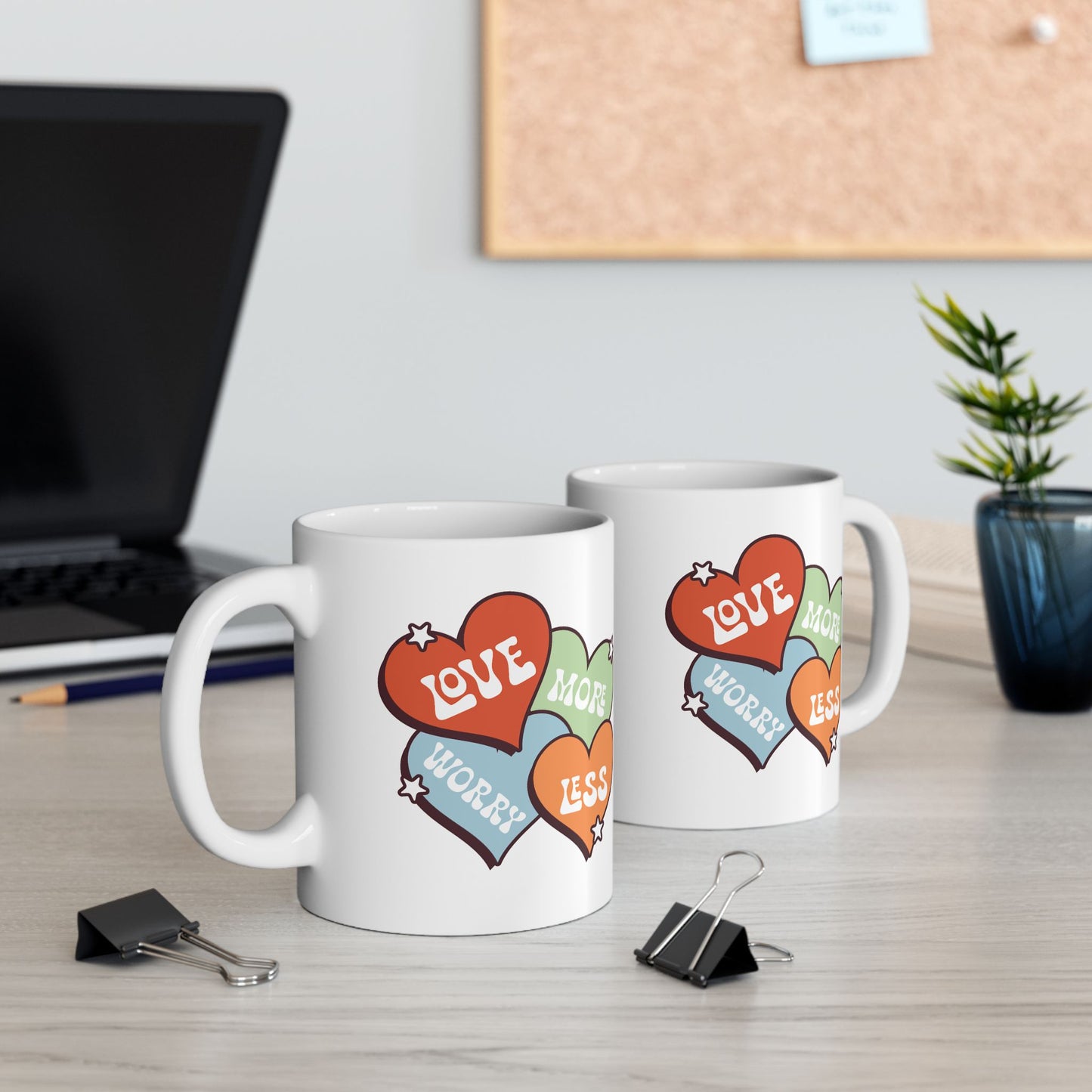 Wellness Mug - Love More Worry Less Hearts