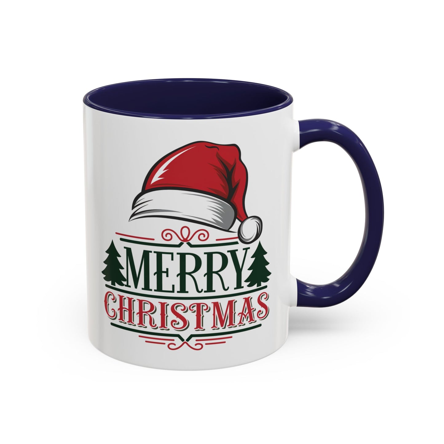 Christmas Mug - Merry Christmas Green & Red Text Red Hat