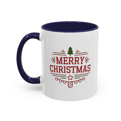 Christmas Mug - Merry Christmas Maroon Text Tree Star