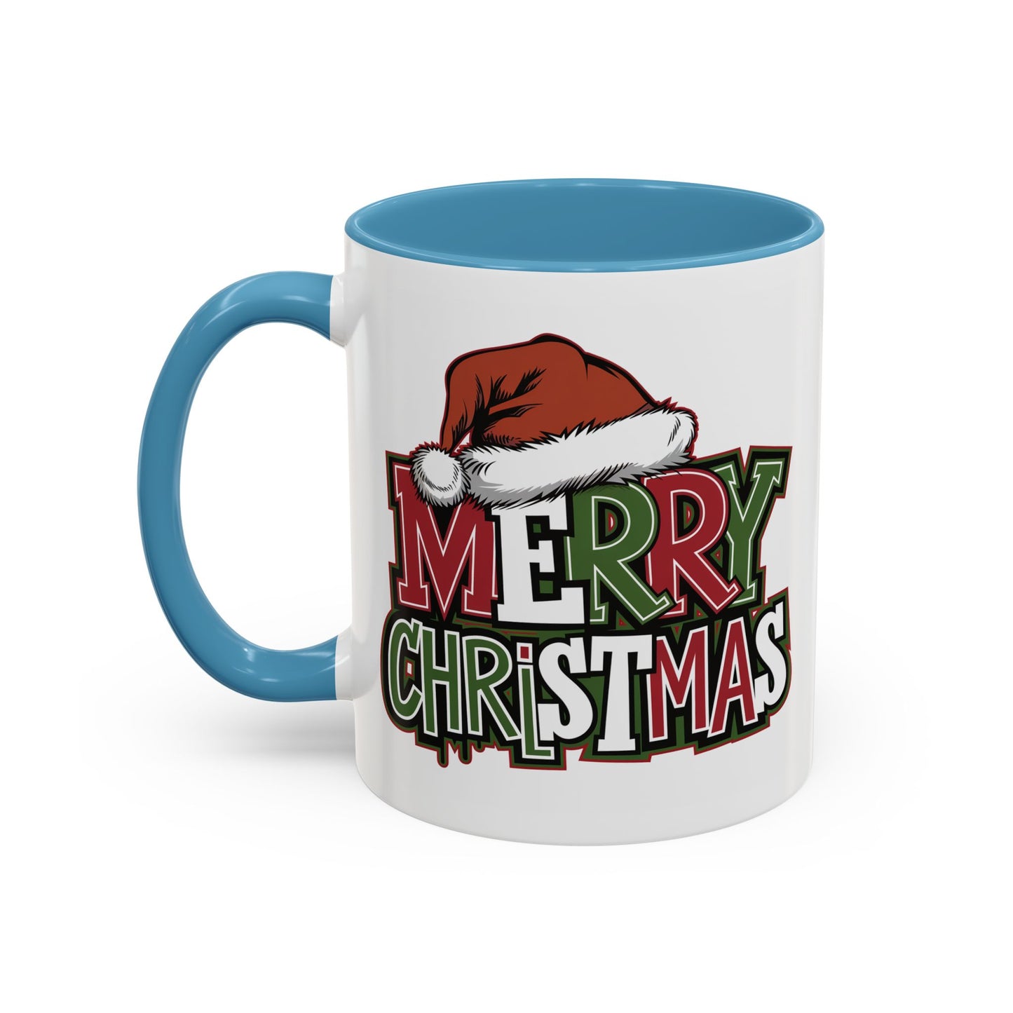Christmas Mug - Merry Christmas Red Green & White Graffiti Hat