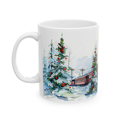Christmas Mug - Snowy Landscape Train Wrap 3