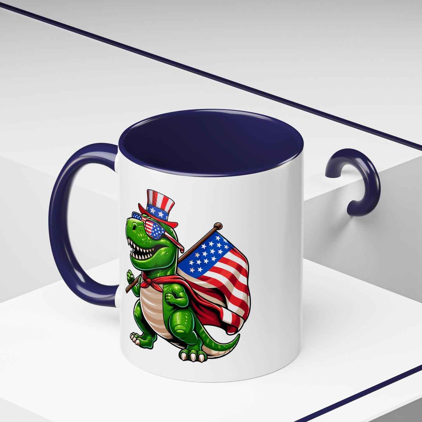 4th of July Mug - T Rex Dinosaur USA Flag