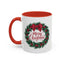Christmas Mug - Merry Christmas Red Text Bow Wreath