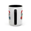 Christmas Mug - Merry Christmas Green Red Yellow and Blue Text Red Hats