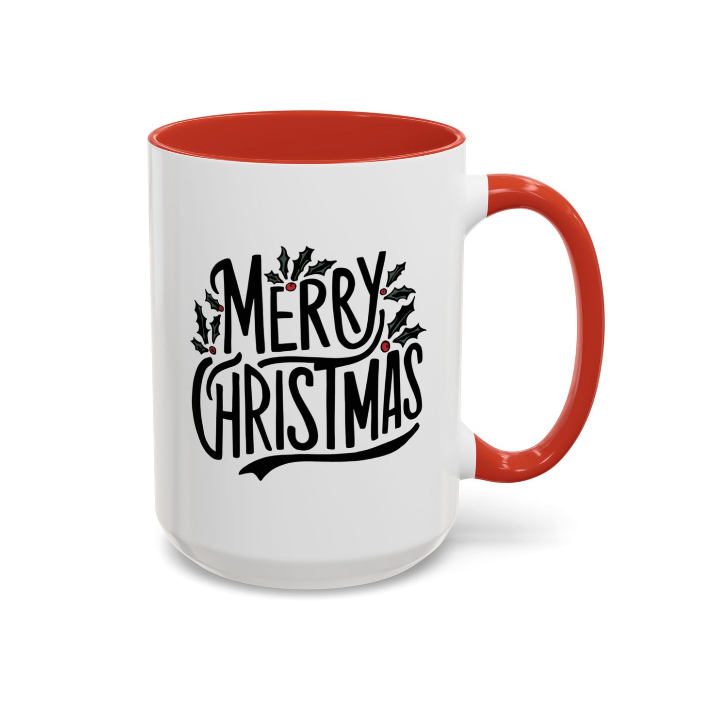 Christmas Mug - Merry Christmas Black Text Mistletoe