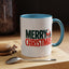 Christmas Mug - Merry Christmas Green & Red Text Santa Bag