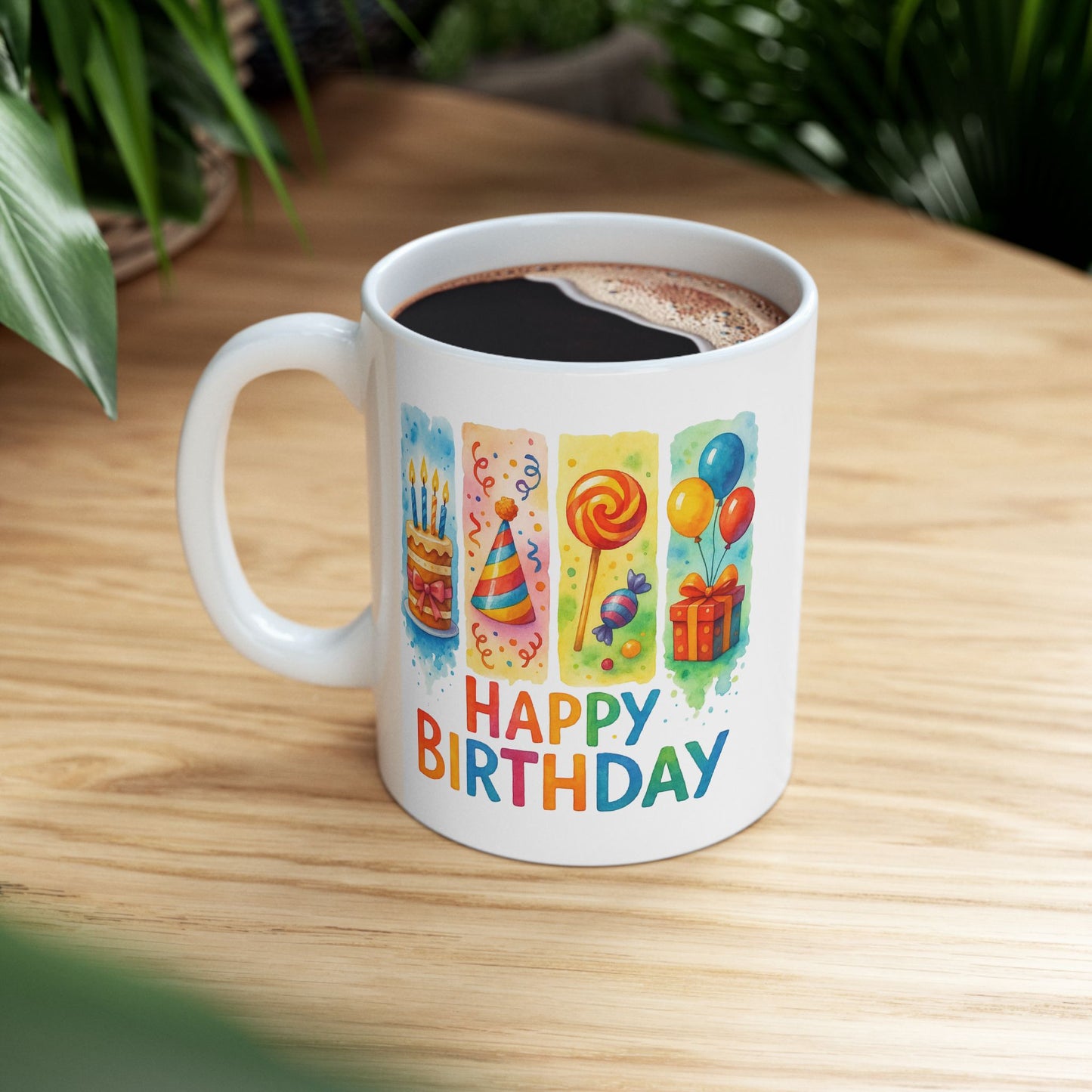 Birthday Mug - Happy Birthday Brushstroke Design