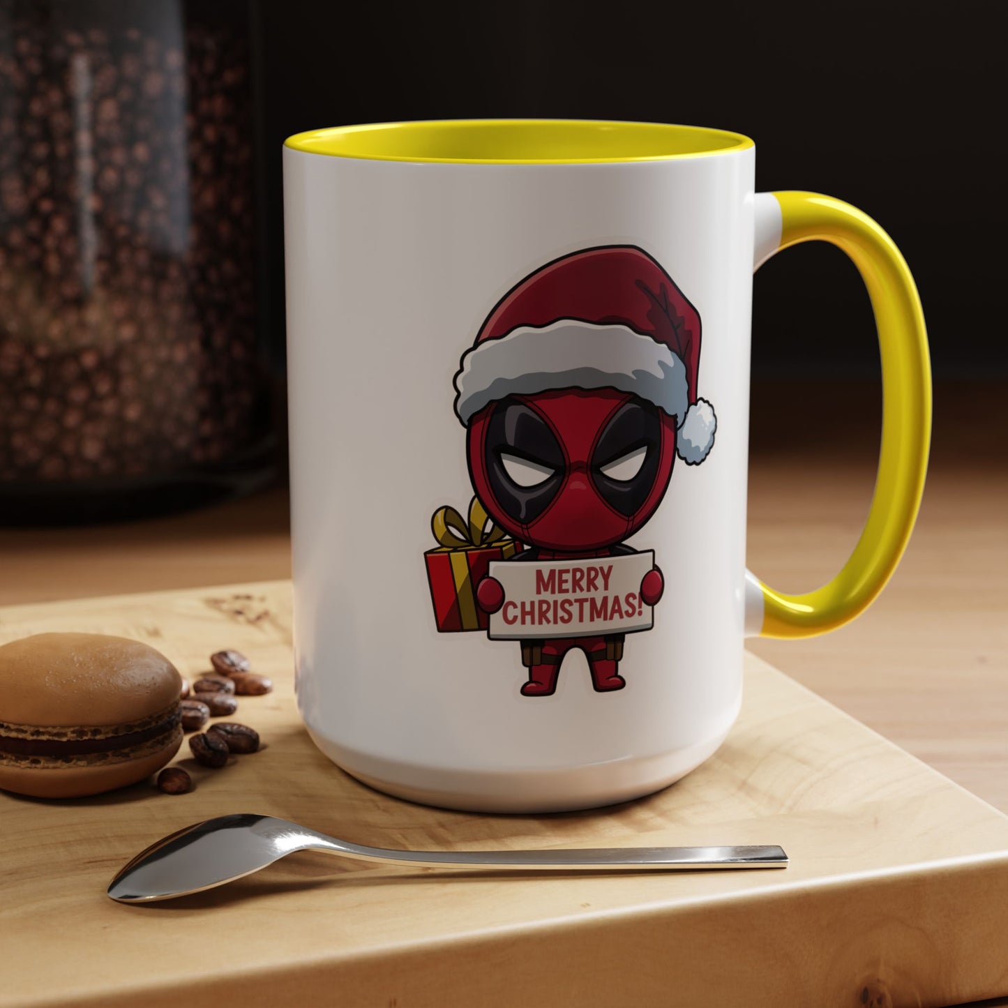 Christmas Mug - Merry Christmas Red Text Superhero