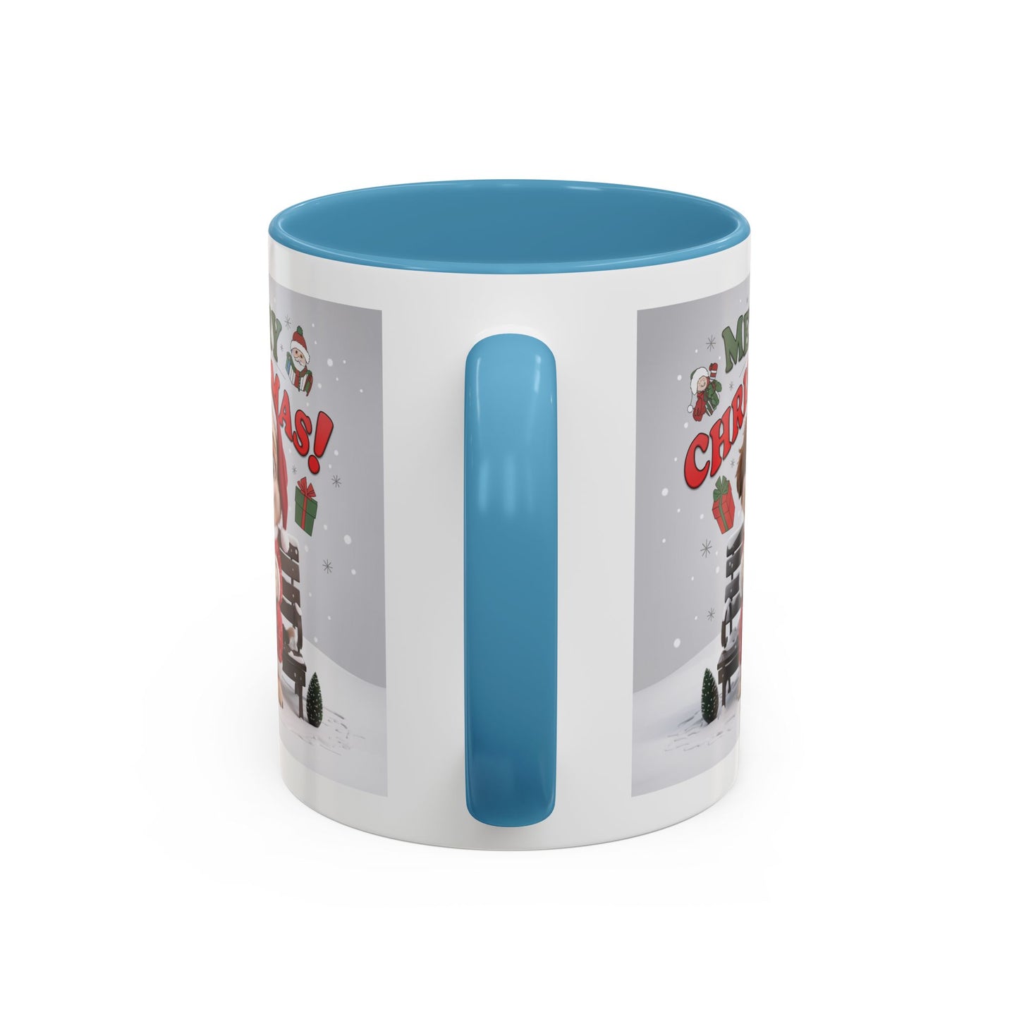 Christmas Mug - Merry Christmas Red Text Puppy Red Top
