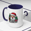 Christmas Mug - Merry Christmas White & Black Text Santa Trees Presents