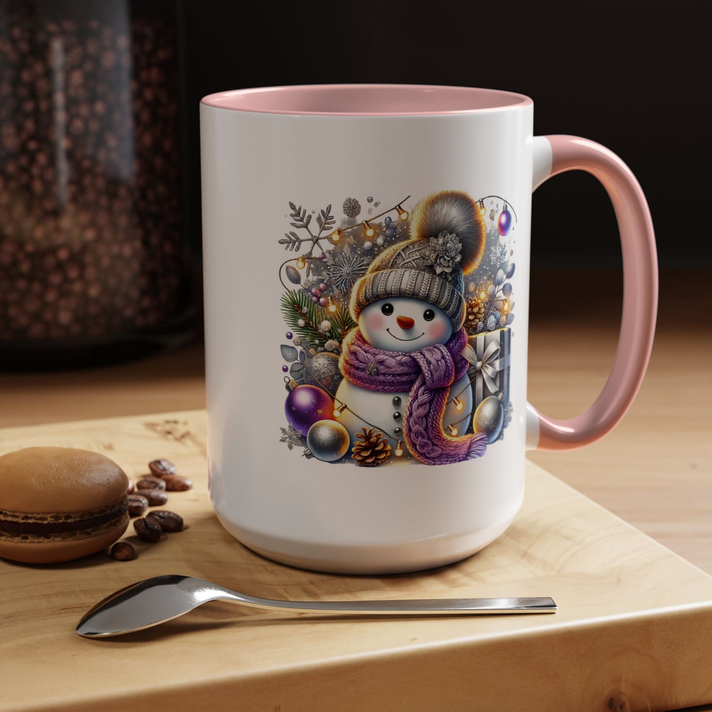 Christmas Mug - Purple and Silver Snowman