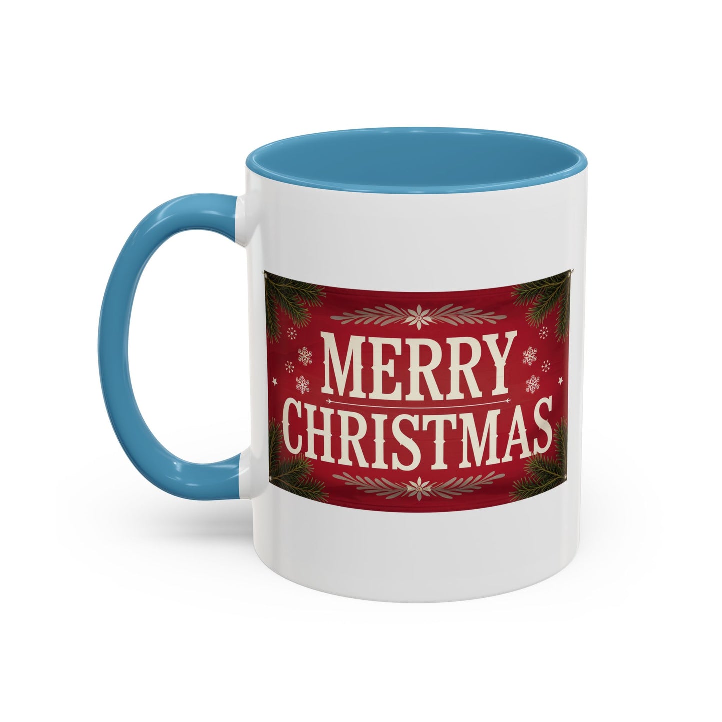 Christmas Mug - Merry Christmas Cream Text Maroon Background