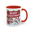 Christmas Mug - Merry Christmas White Text Reindeer Snowmen Penguin