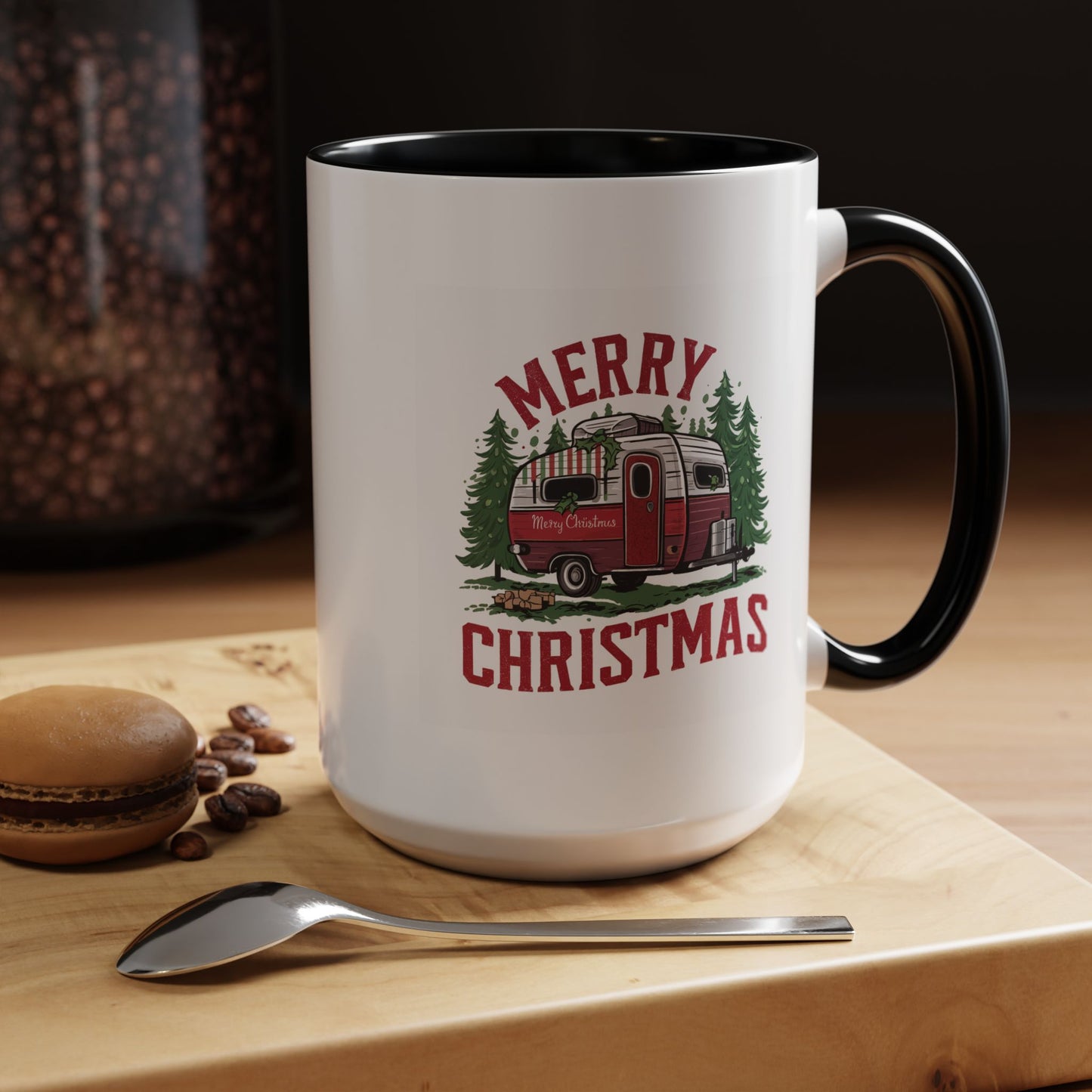 Christmas Mug - Merry Christmas Red & White Camper