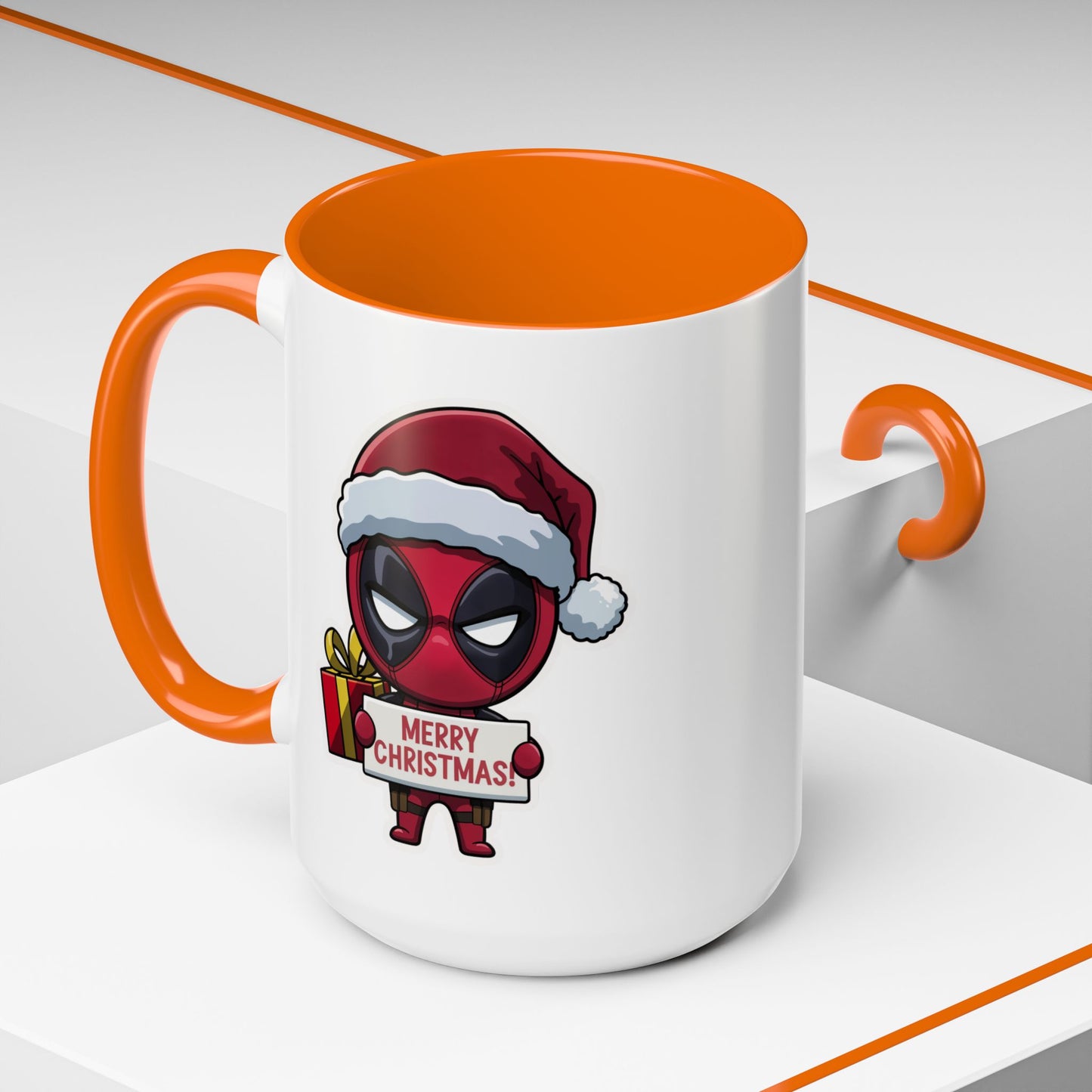 Christmas Mug - Merry Christmas Red Text Superhero