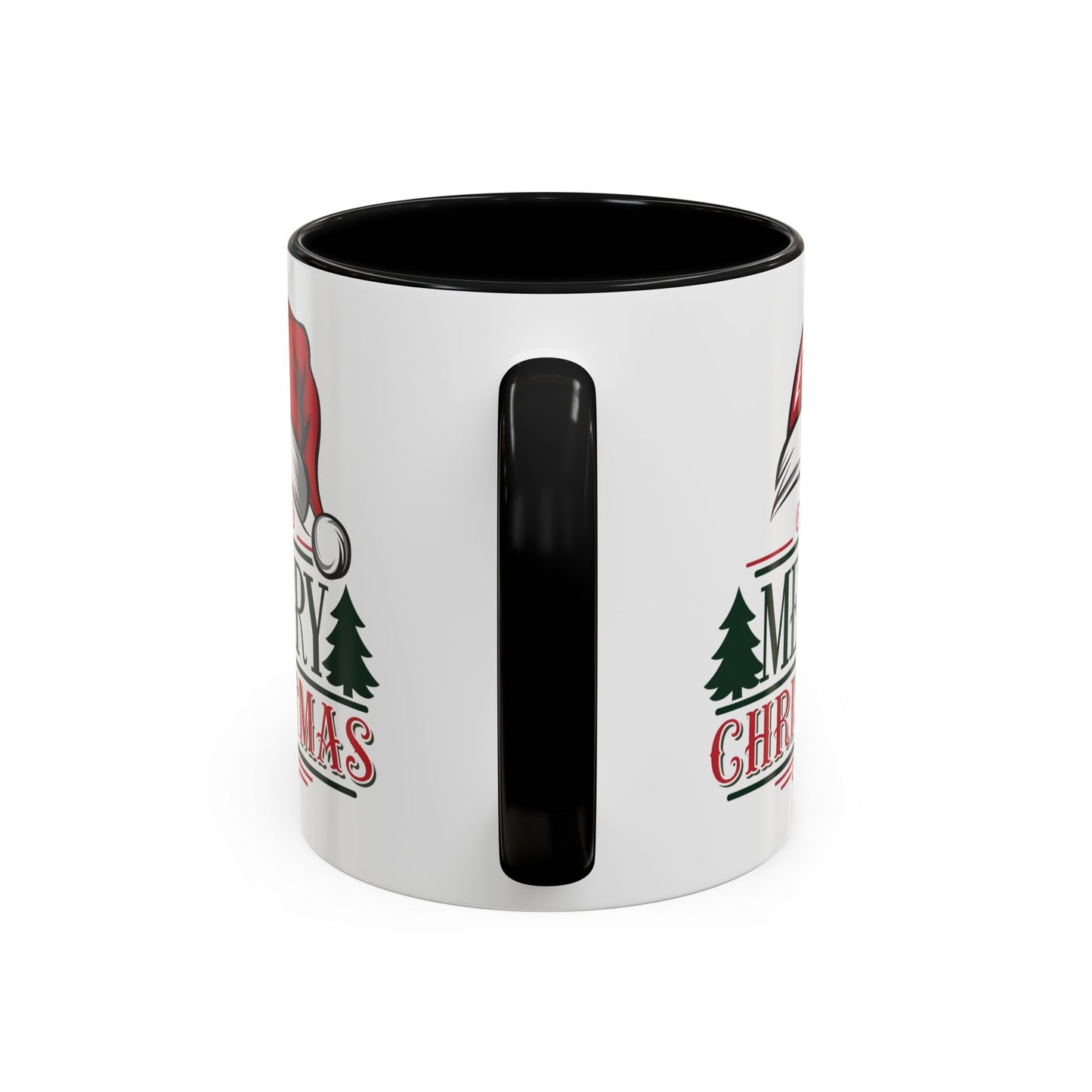 Christmas Mug - Merry Christmas Green & Red Text Red Hat