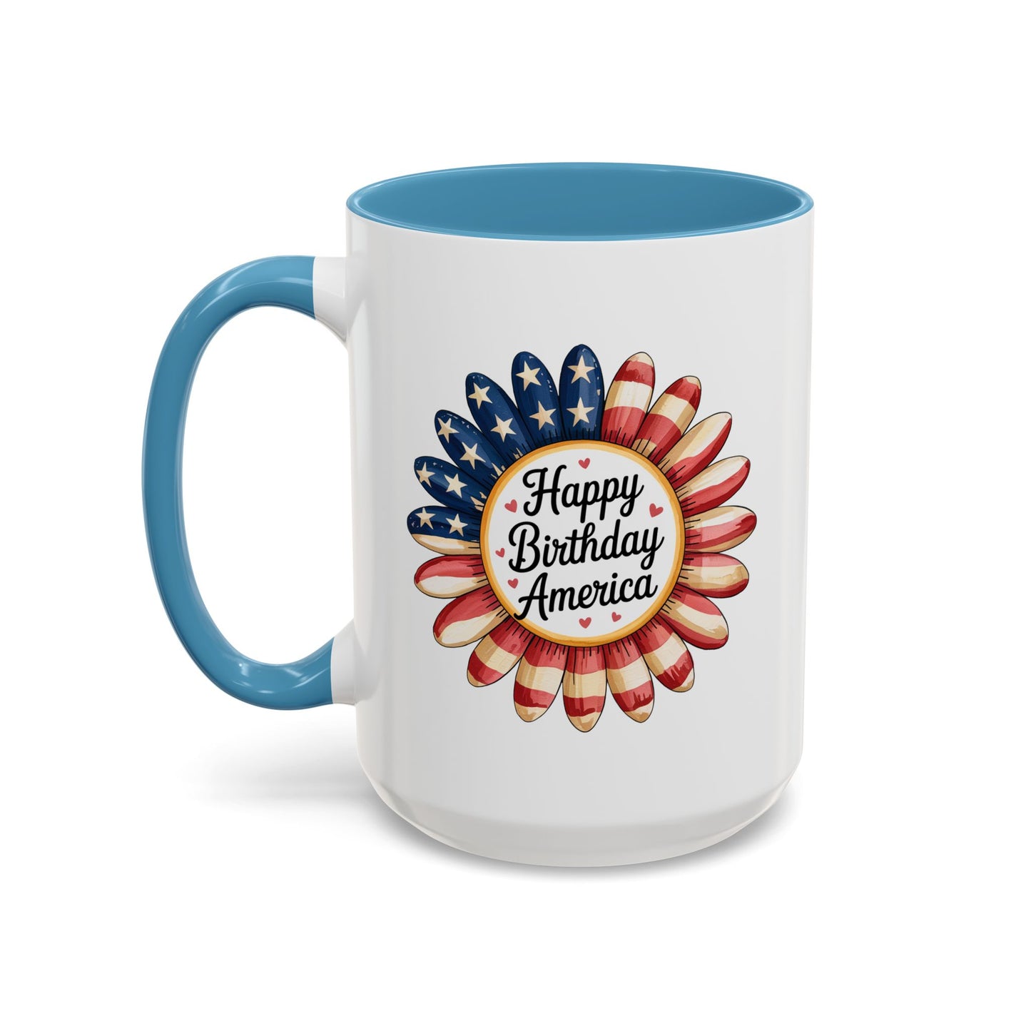 4th of July Mug - Happy Birthday America Sunflower