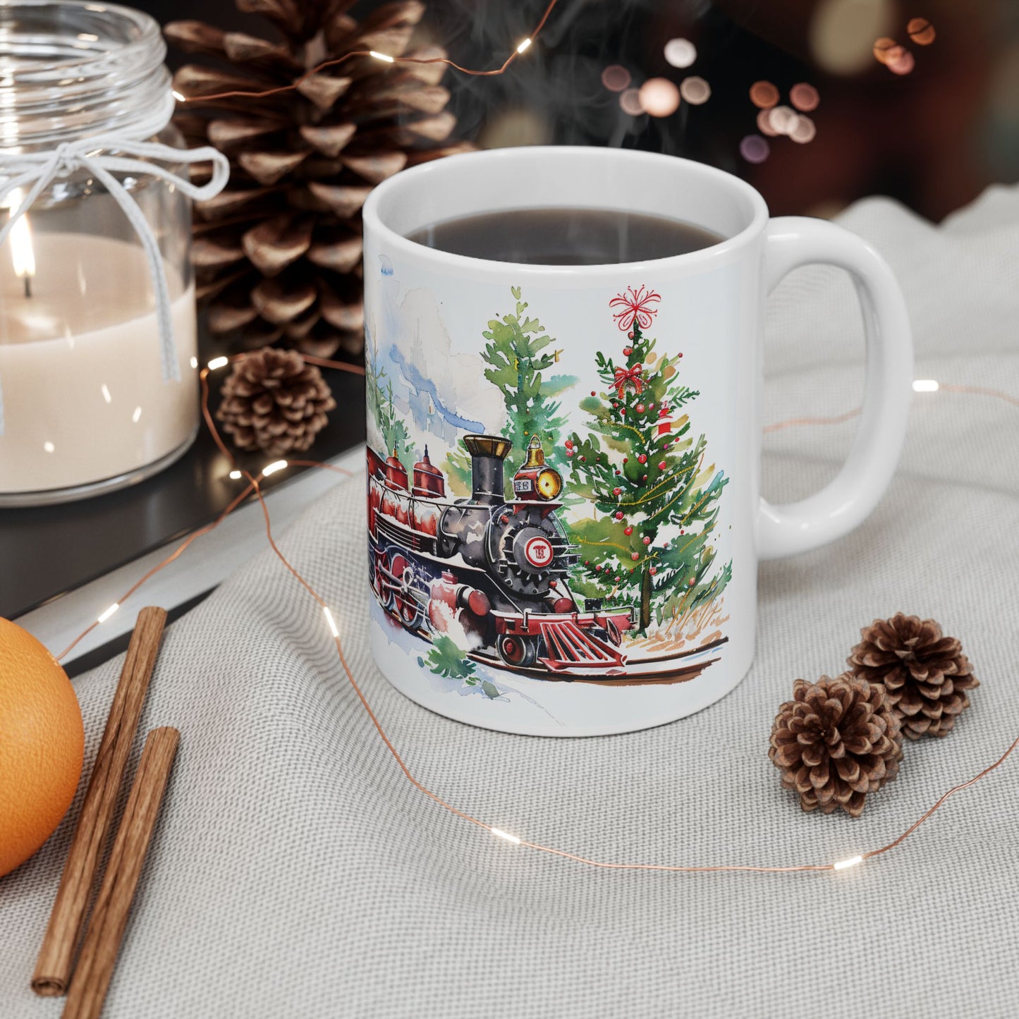 Christmas Mug - Snowy Landscape Train Wrap 2