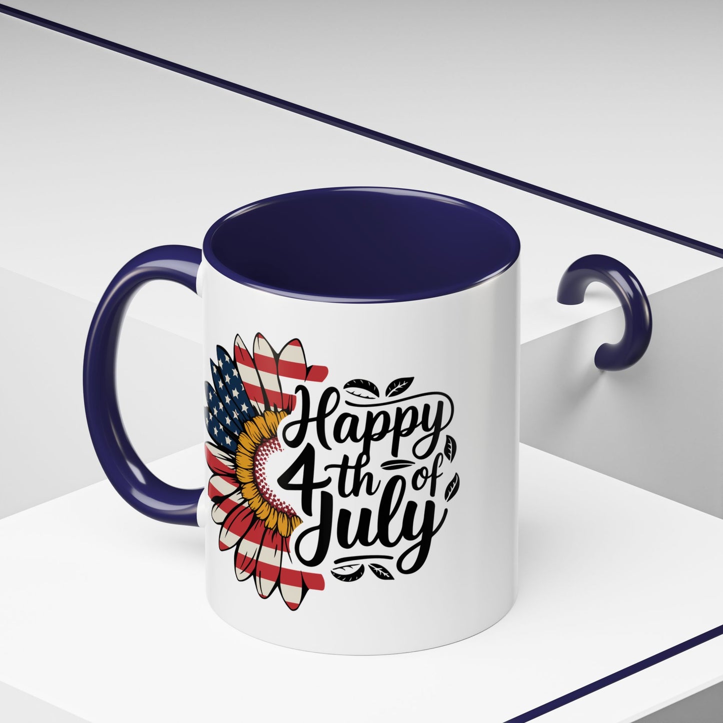 4th of July Mug - Happy 4th of July Sunflower USA Flag