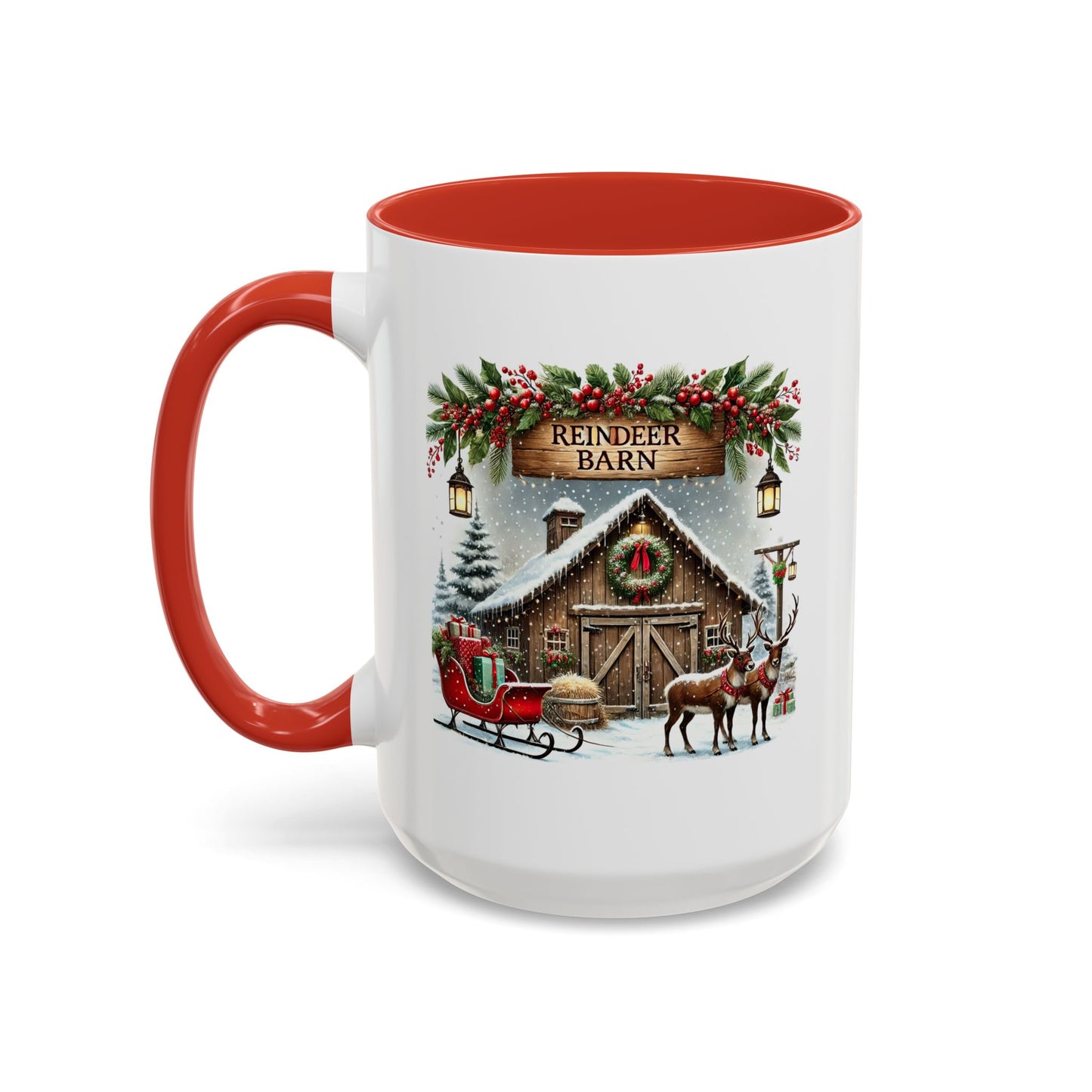 Christmas Mug - Reindeer Barn Sleigh Reindeer
