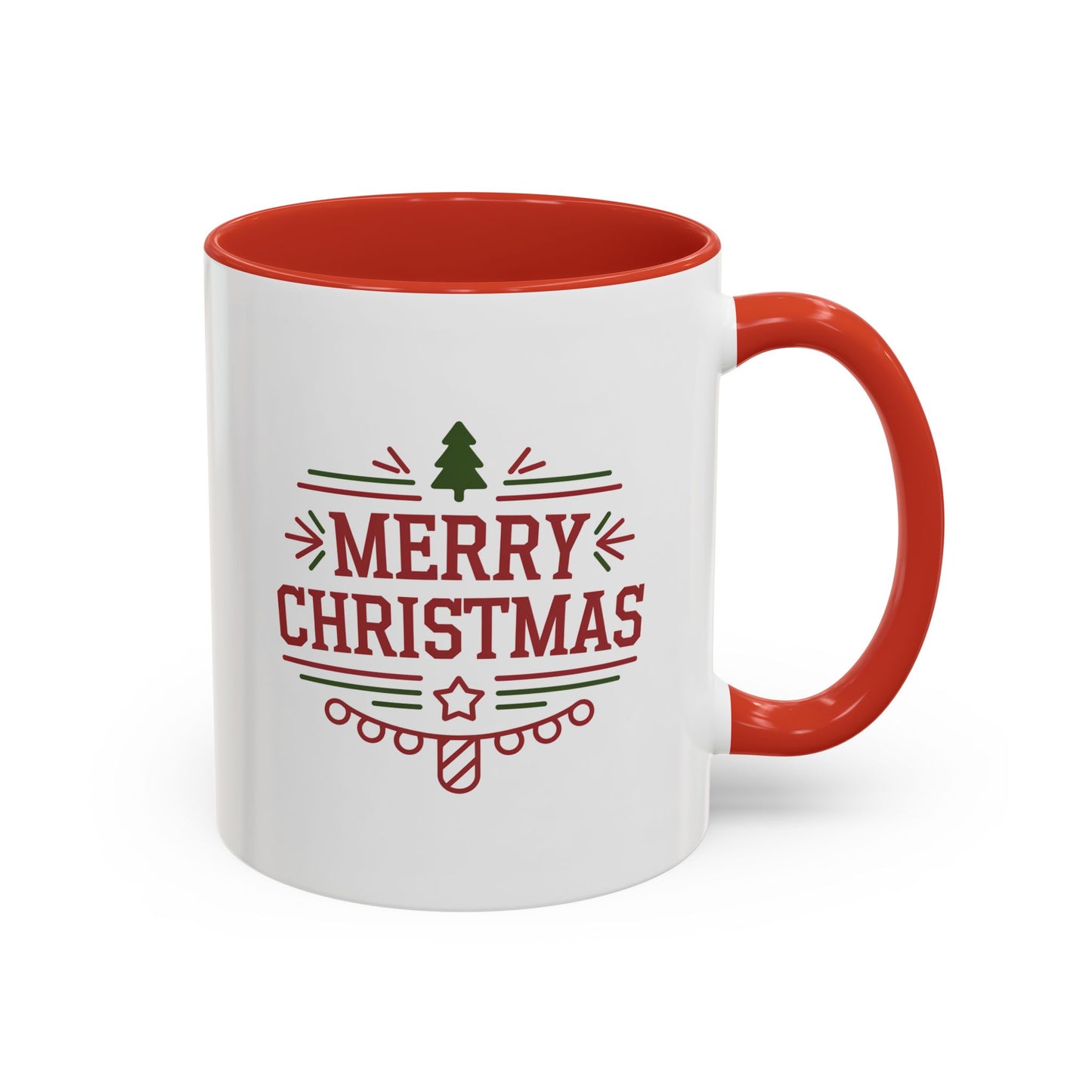 Christmas Mug - Merry Christmas Maroon Text Tree Star