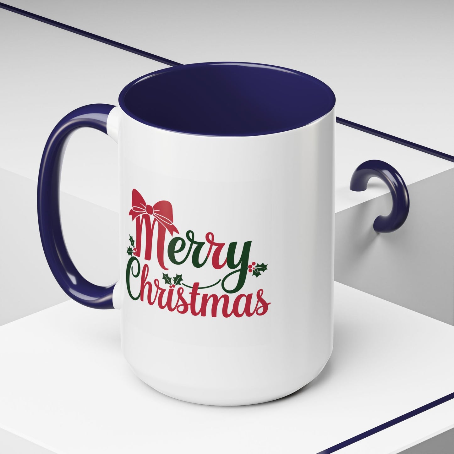 Christmas Mug - Merry Christmas Red & Green Text Bow
