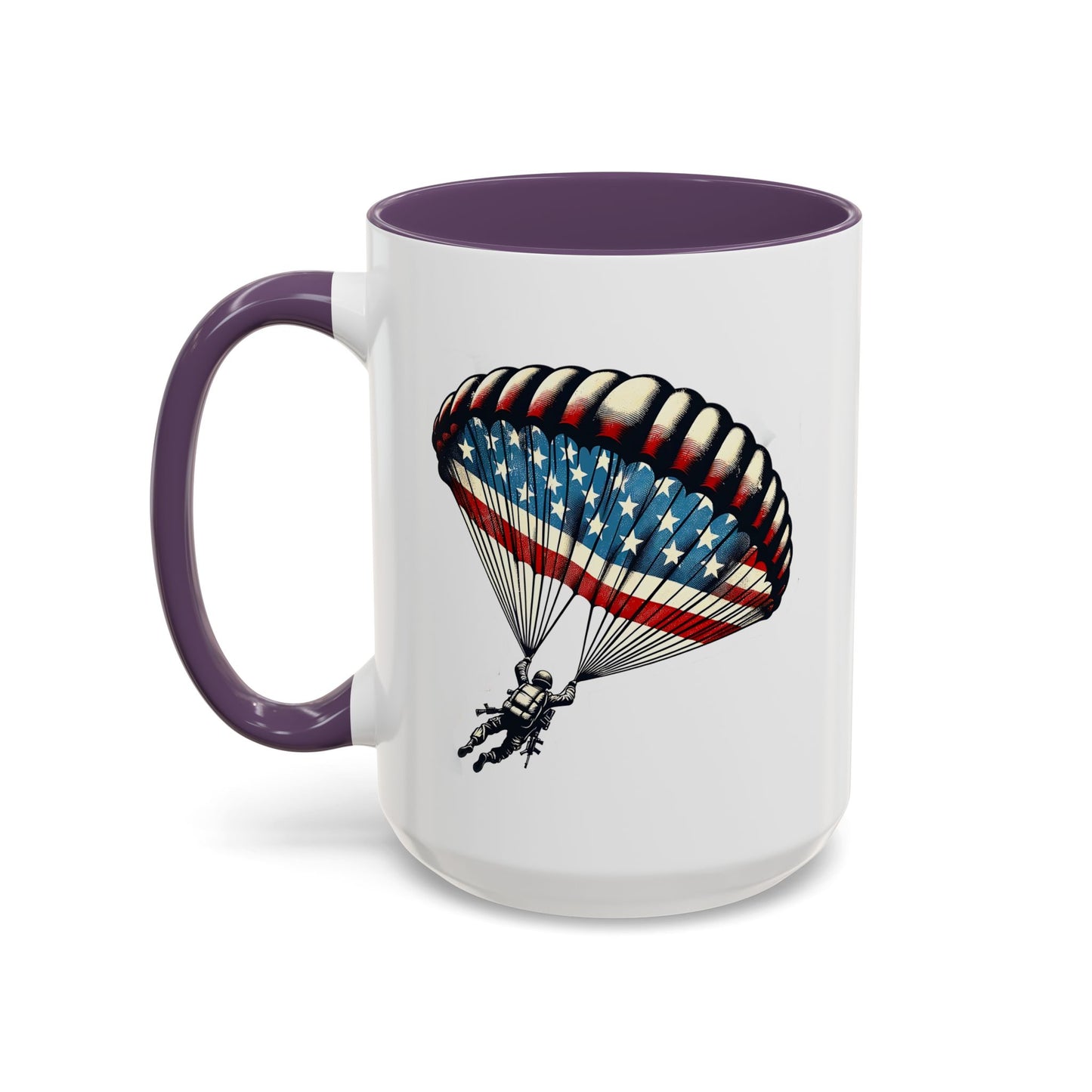 4th of July Mug - Airborne Soldier Parachute Flag