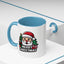 Christmas Mug - Merry Christmas White & Black Text Santa Trees Presents