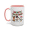 Christmas Mug - Red Green & Gold Text Reindeer Snowman Penguin