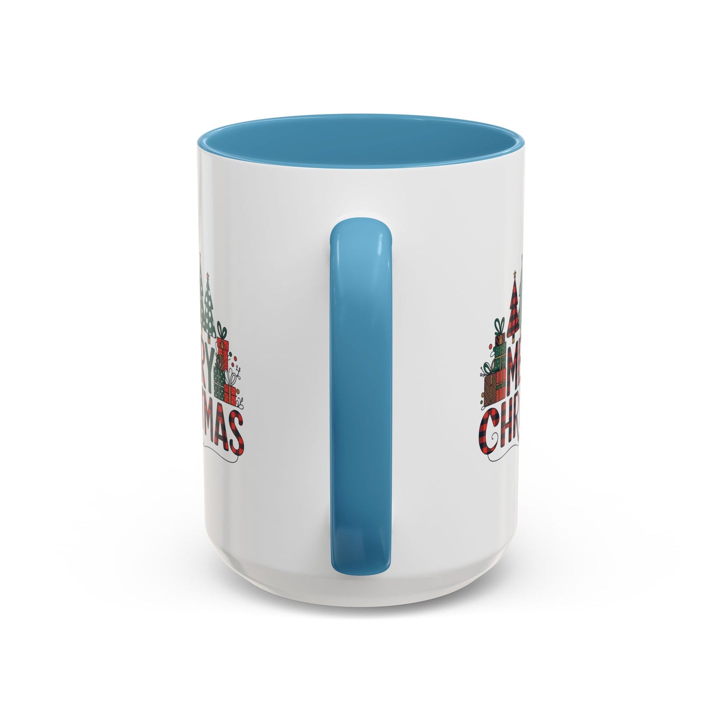 Christmas Mug - Merry Christmas Tartan Text Trees Presents